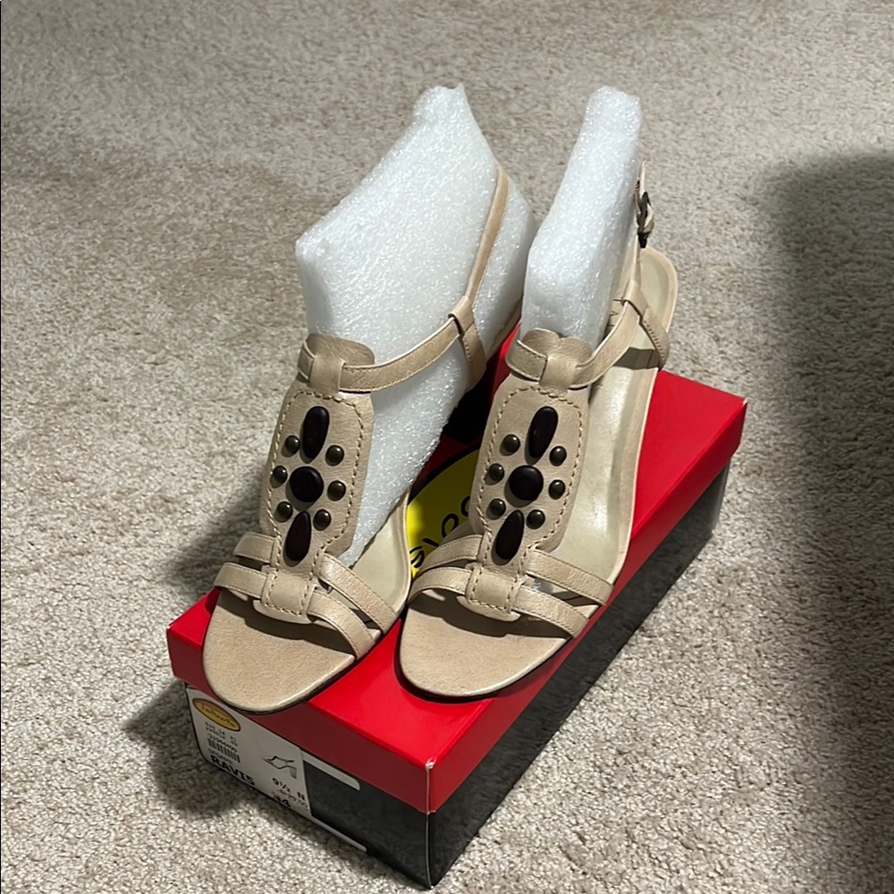 Talbots Tan Sandals with Beaded Detail